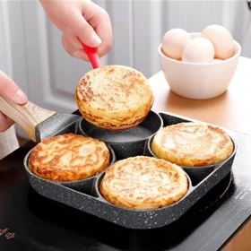 4-Hole Non-Stick Omelette Pan for Eggs and Pancakes