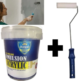 Fast paint Roller wall paint + Emulsion Acrylic Snow White 1kg
