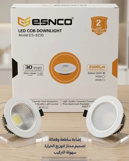 ESNCO 30W LED COB Recessed Downlight with 2-Year Warranty - Model ES–SZ30